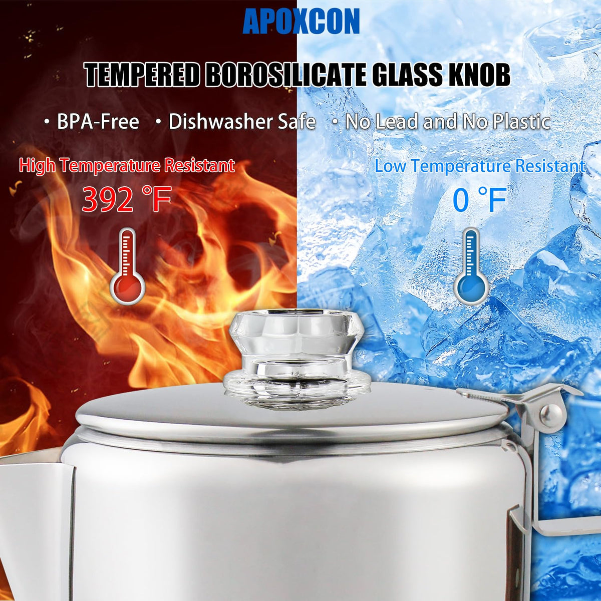 Coffee Percolator Camping Coffee Pot Stainless Steel with Glass Knob Using on any Stovetop (9 Count)