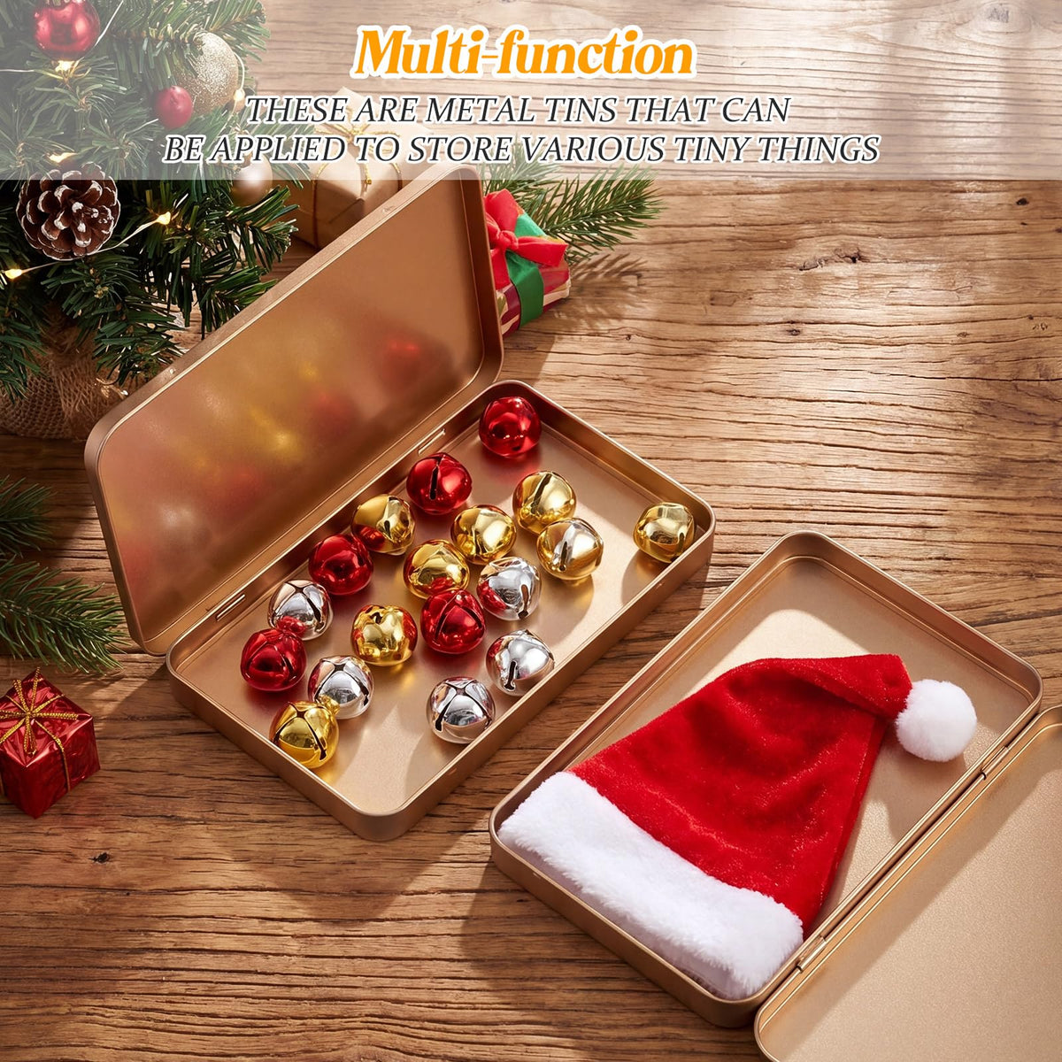 2 Pack Metal Tin Boxes with Hinged Lids (2 Count)