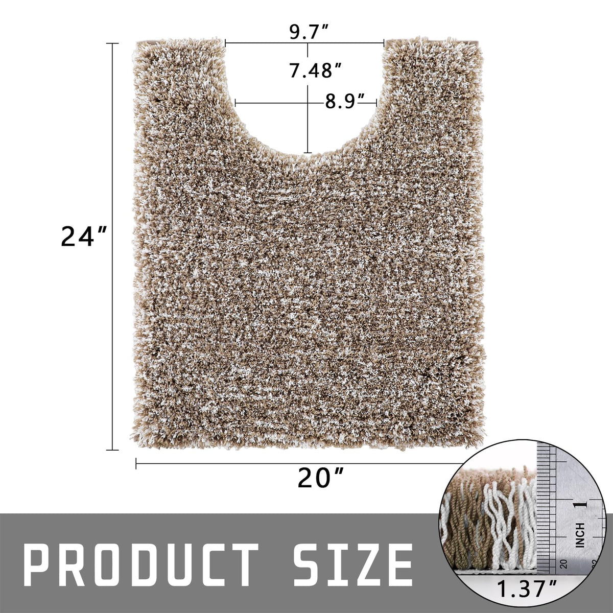 Toilet Rugs U Shaped Washable 24X20