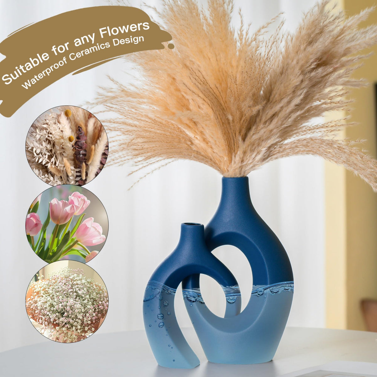 Blue Snuggle Hollow Ceramic Vase Minimalist Decorative Vases of 2