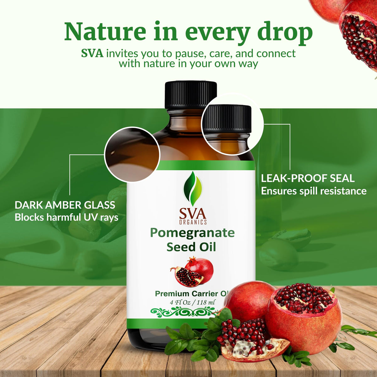 SVA Organic Pomegranate Seed Carrier Oil with Dropper (4 Fl Oz)