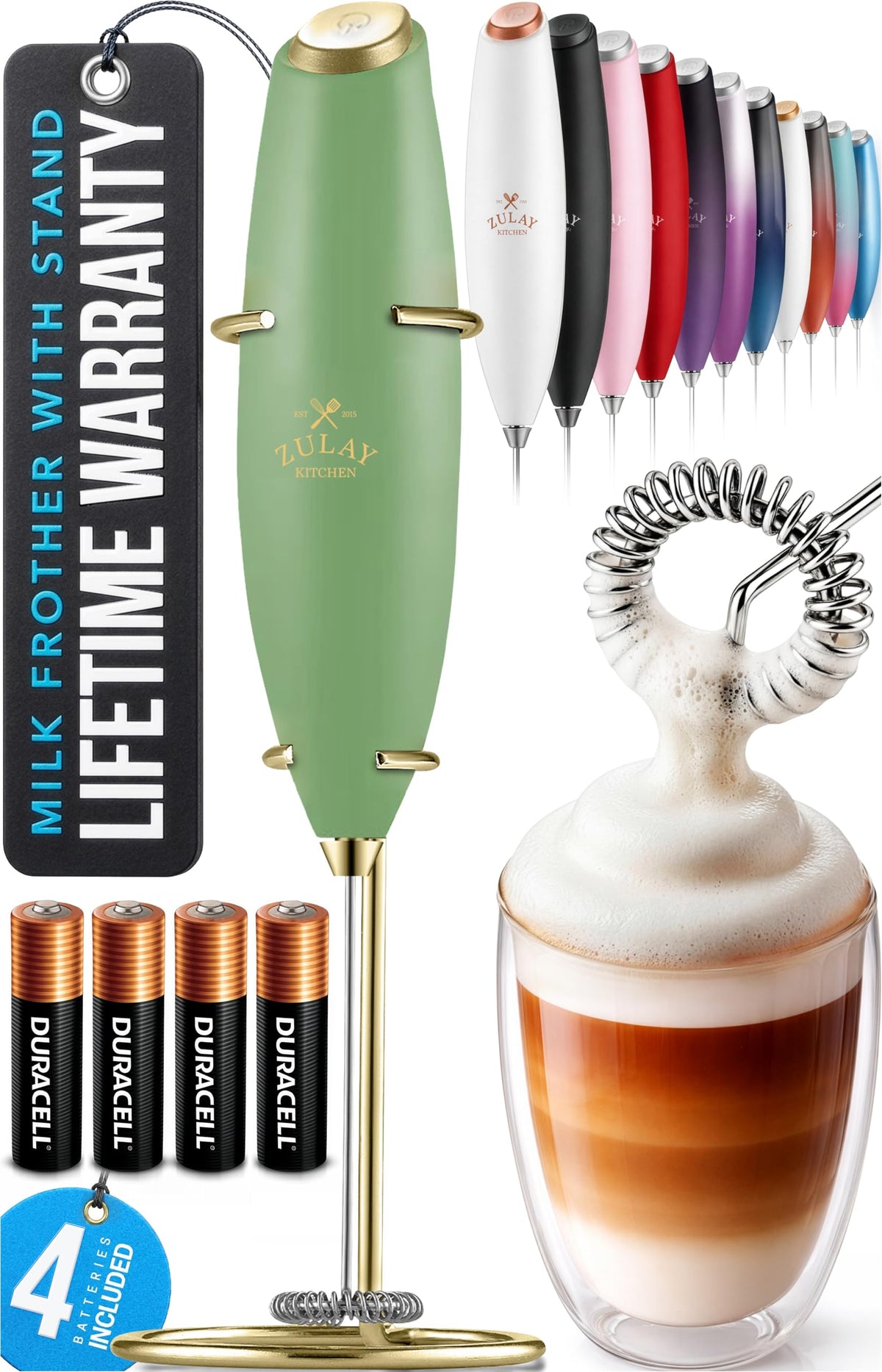 Powerful Milk Frother Wand With Duracell Batteries
