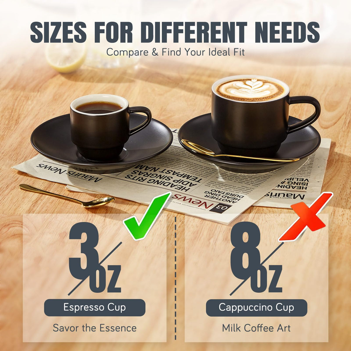 Porcelain 3 Ounce Espresso Cups Set of 6 (6 Count)