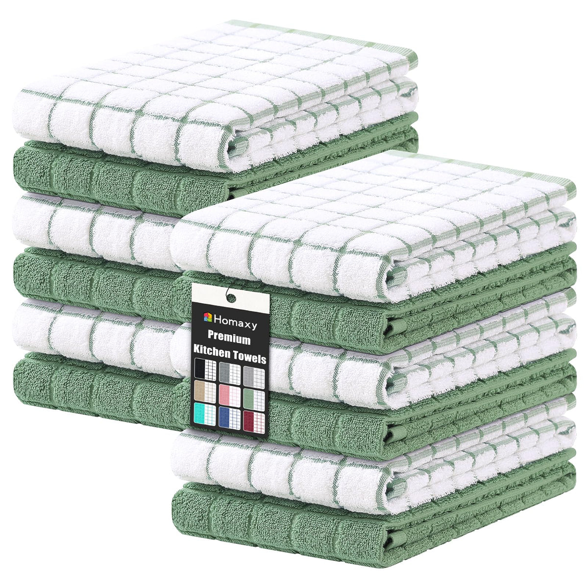 Large Premium Cotton Kitchen Towels 16"x 28" (12 Count)