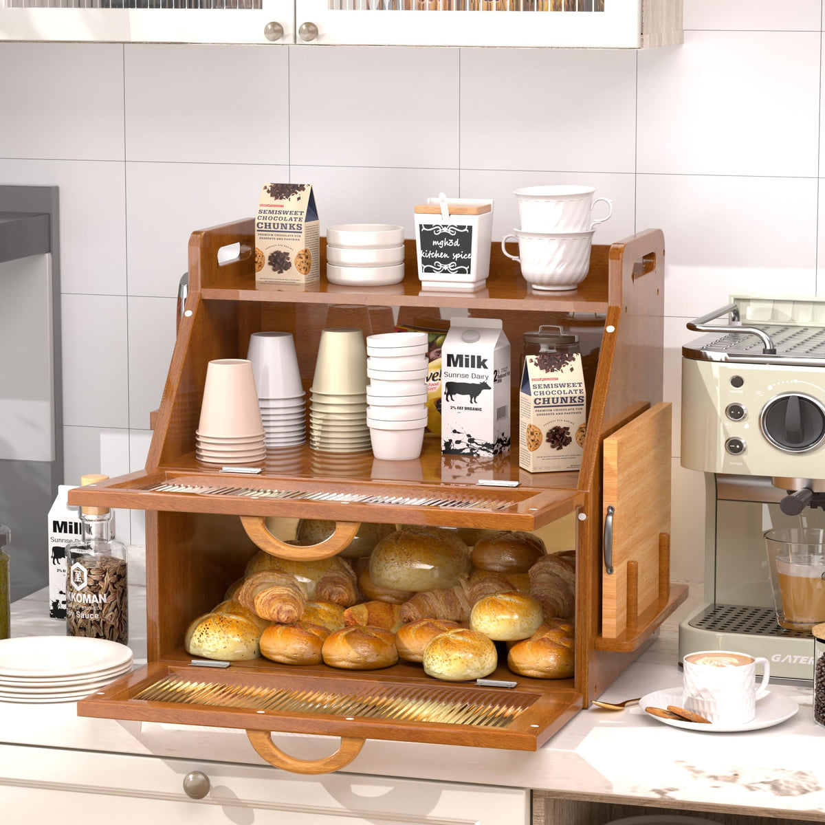 Bread Box for Kitchen Countertop