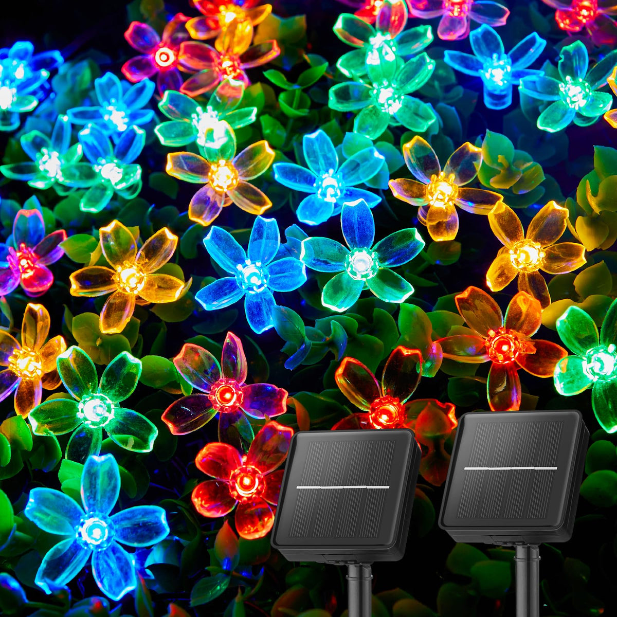 2 Pack Total 52FT 120 LED Flower Solar String Lights Outdoor Waterproof Fairy Lights for Garden Yard Fence Patio Christmas Tree Wedding Party Decor (120 Count)