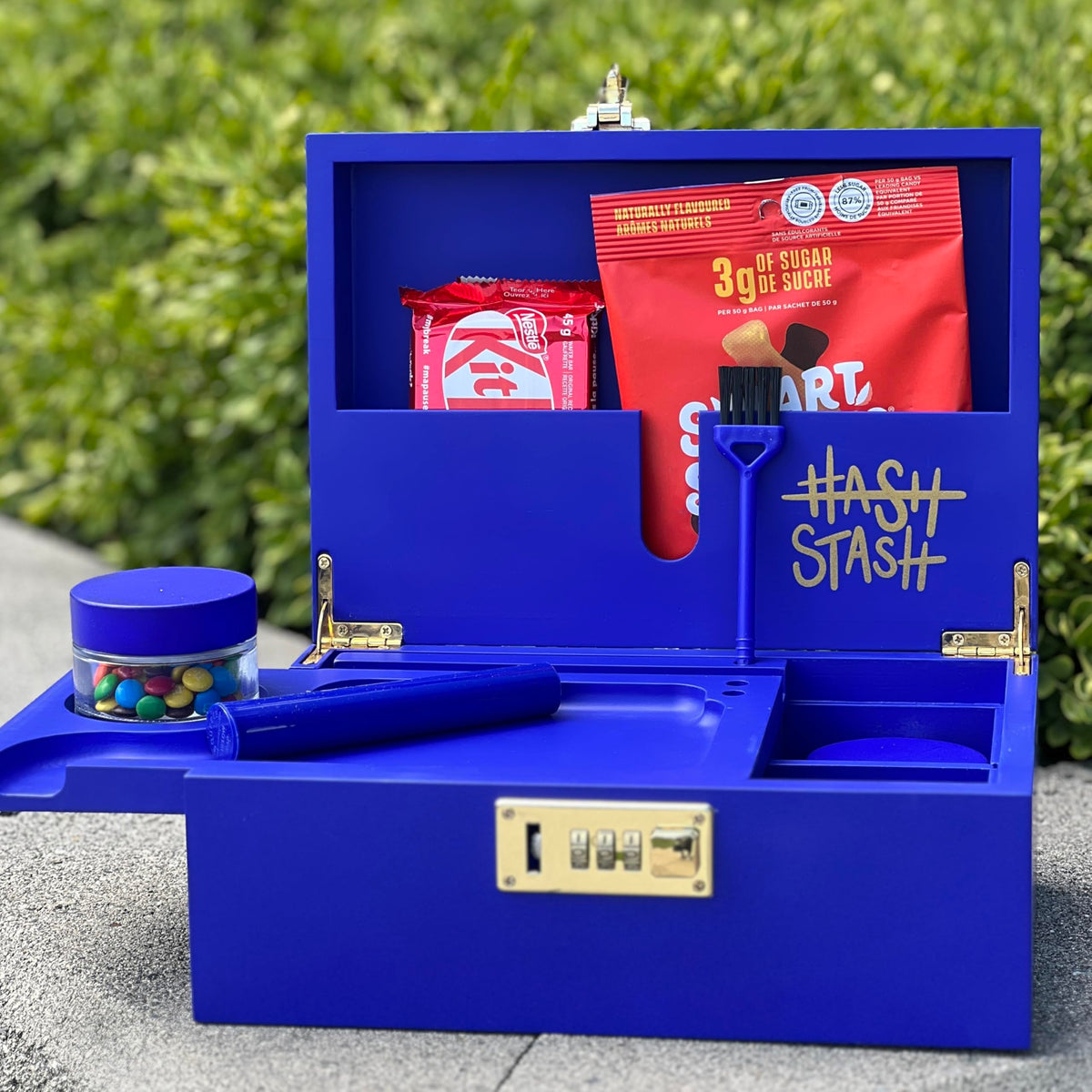 OG Large Bamboo Storage Box with Combination Lock & 3 Jars