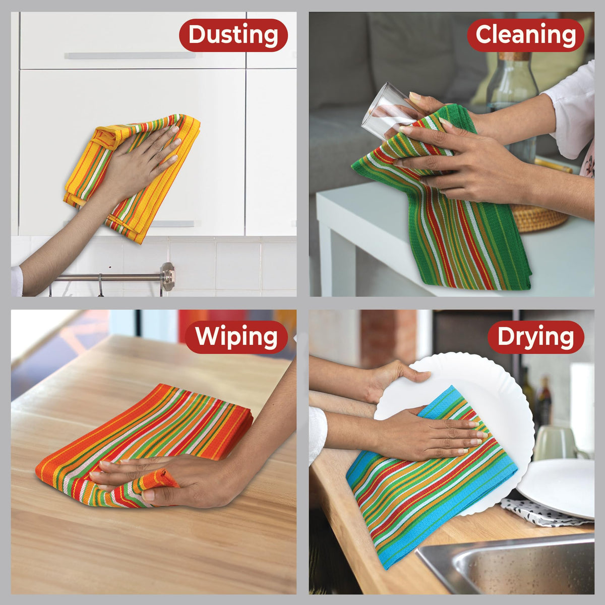 Kitchen Towels Cotton Dish Towels 20”x30” (12 Count)