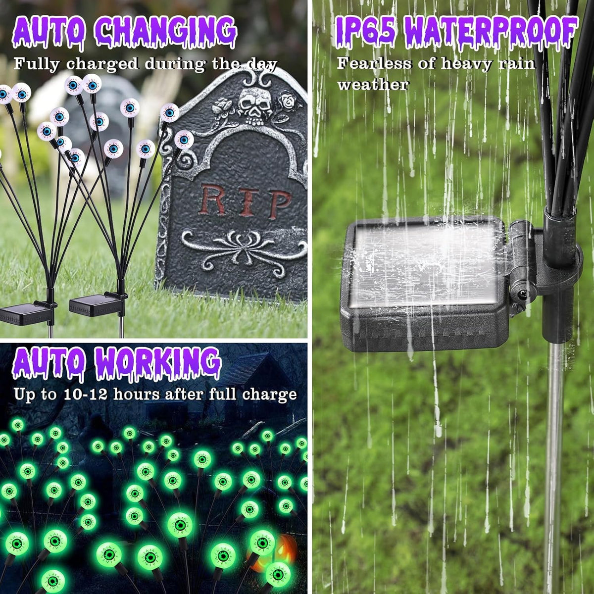 Halloween Decorations Outdoor Solar Scary Eyeball Lights (8 Count)