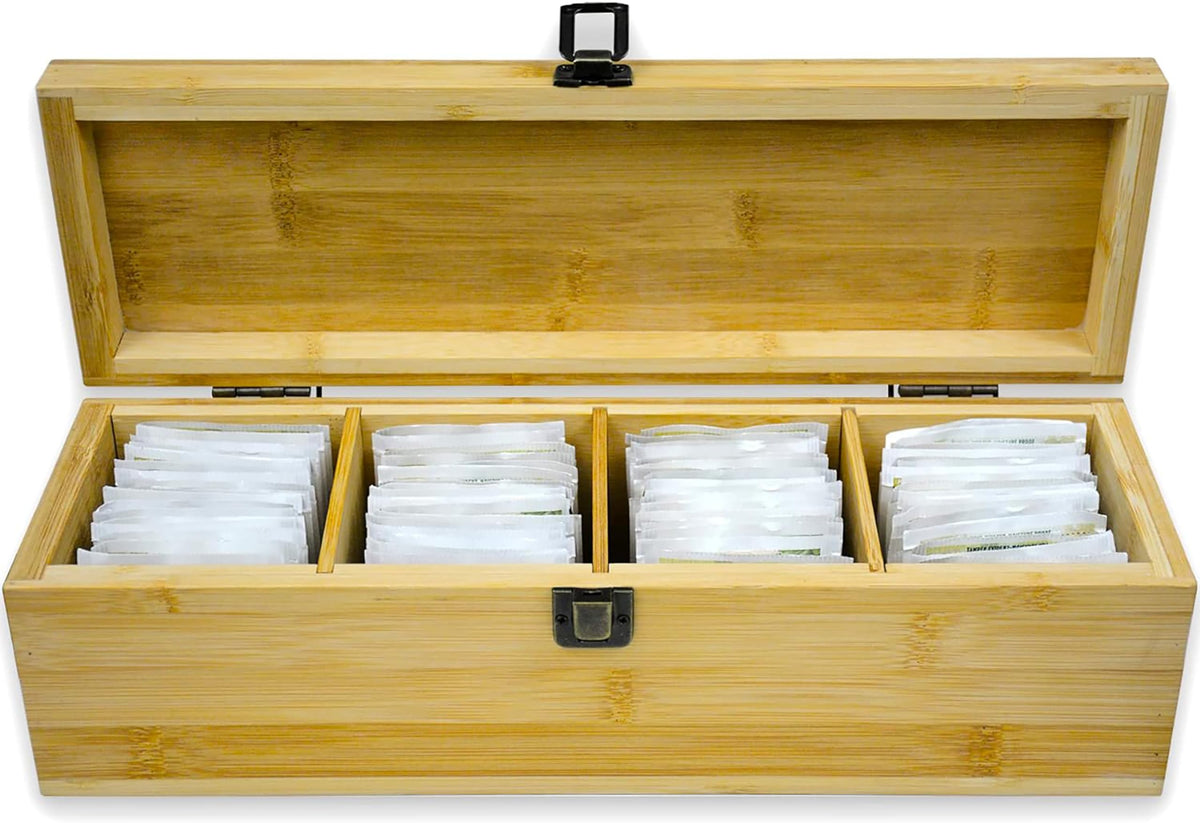 Bamboo Tea Organizer Box Chemical Free Eco