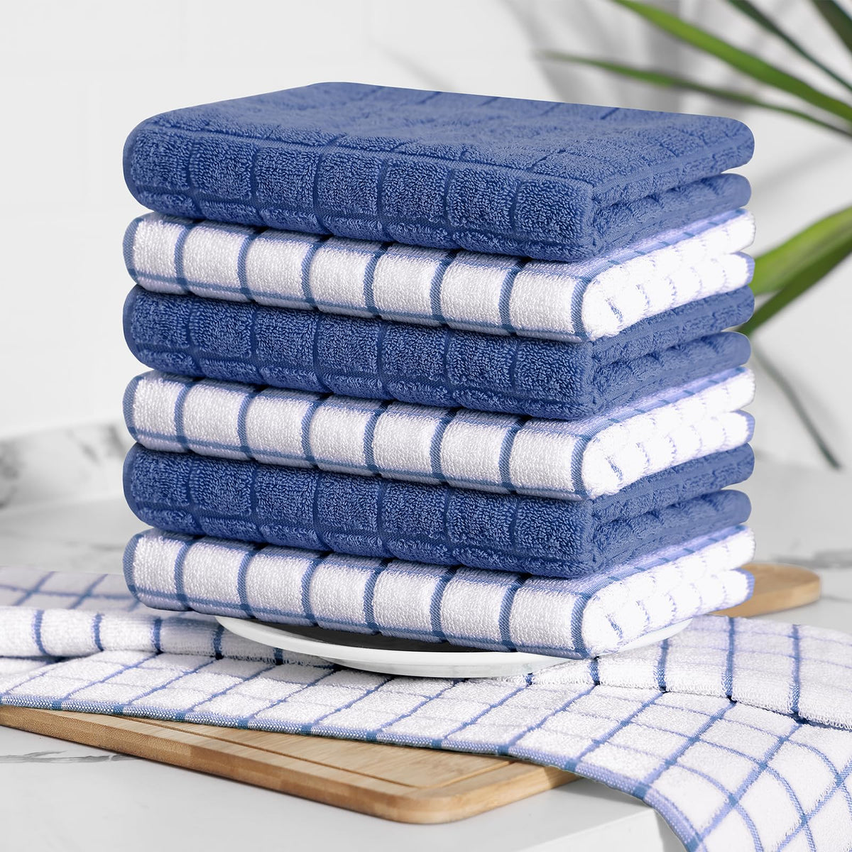 Large Premium Cotton Kitchen Towels 16"x 28" (6 Count)
