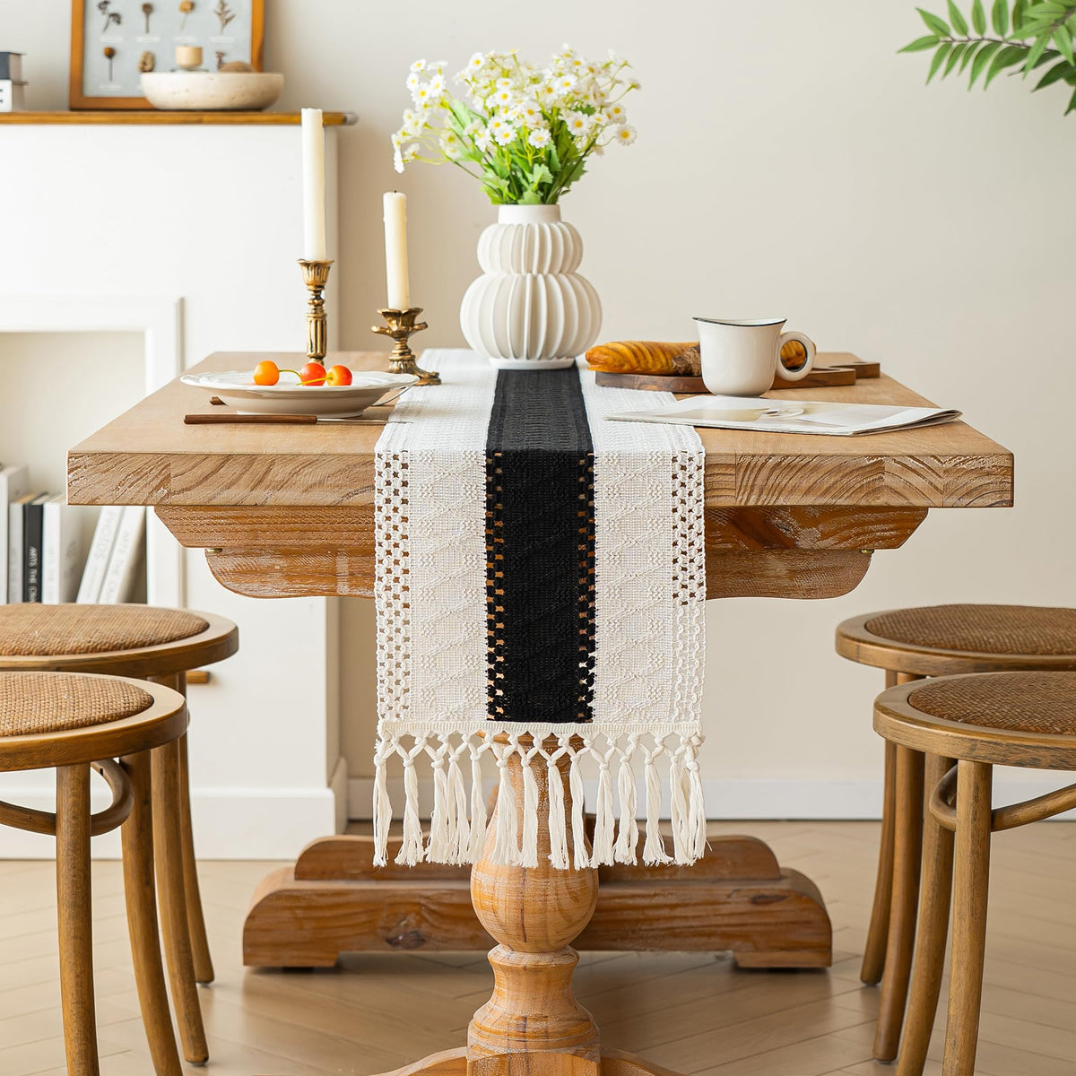 Farmhouse Table Runner for Home Decor 12x72 Black Fall Home Decor (6 Foot)