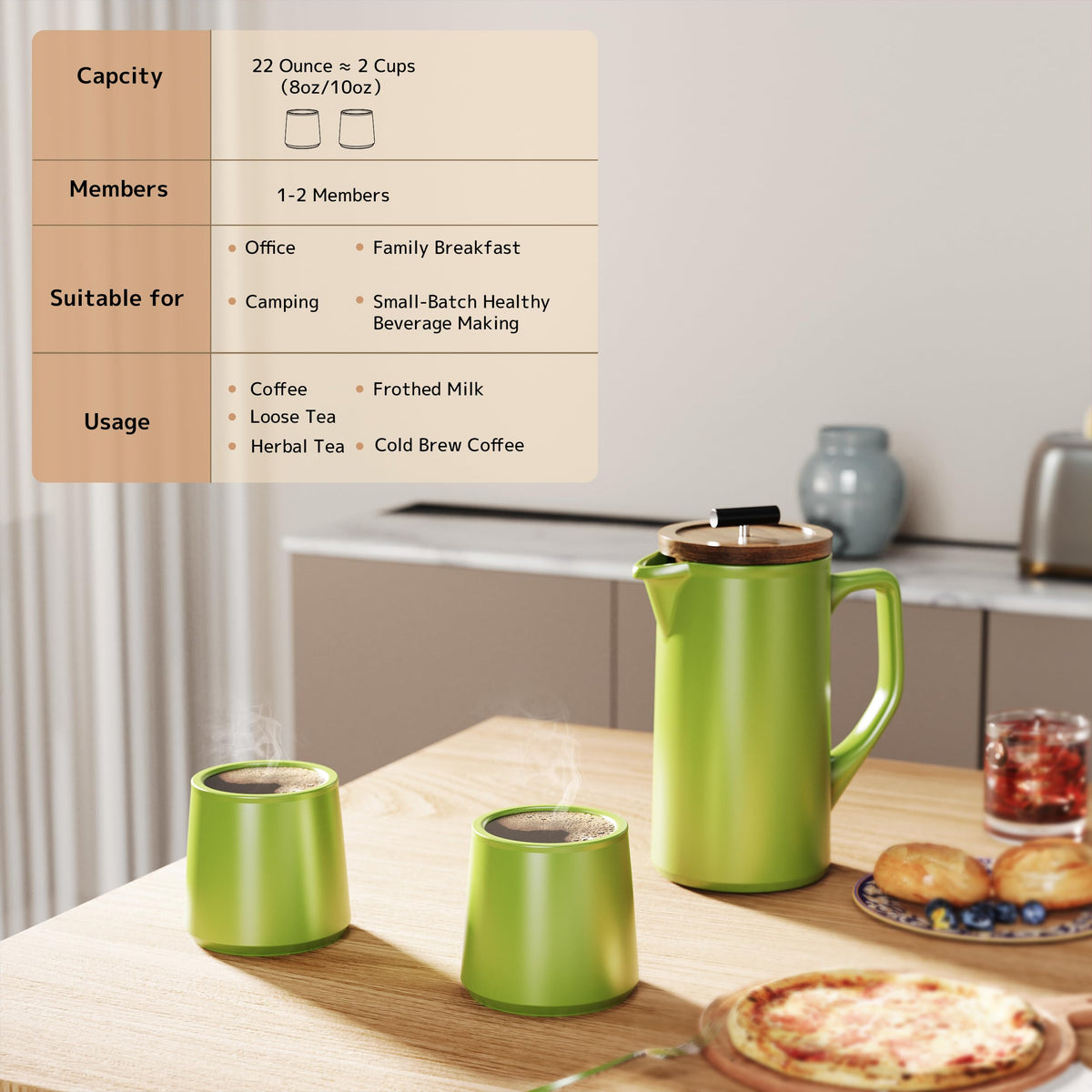 Ceramic French Press 22oz (22 Ounce)