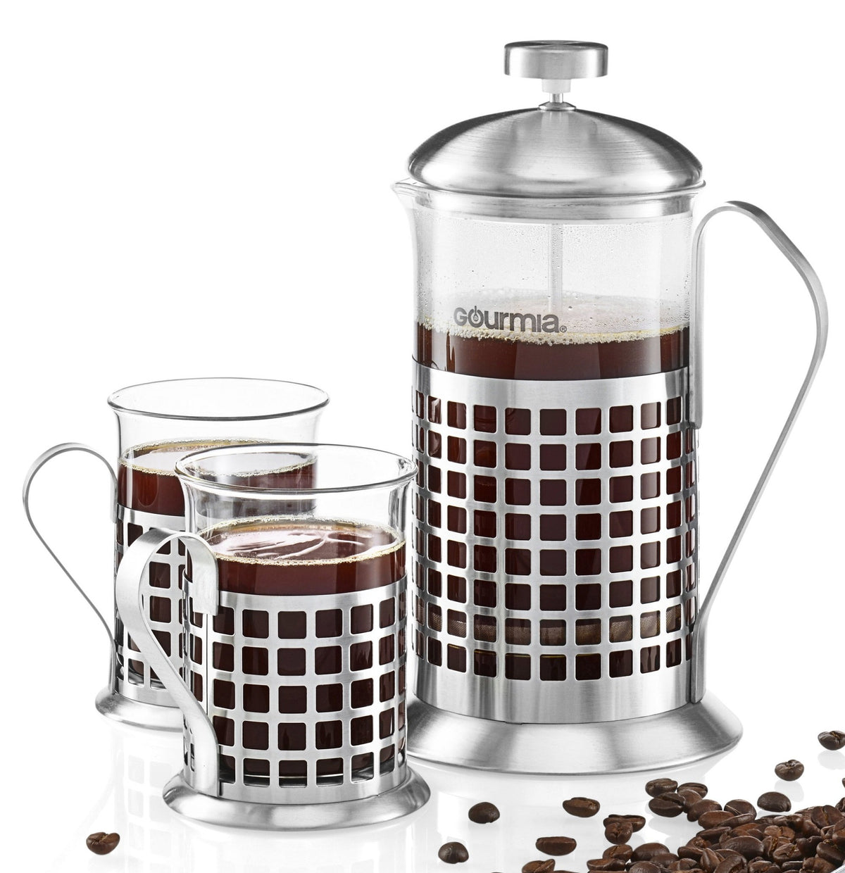 GCM9830 French Press Coffee Maker Set 600 ml French Press Coffee Brewer With 2 Matching Stainless Steel Drinking Cups