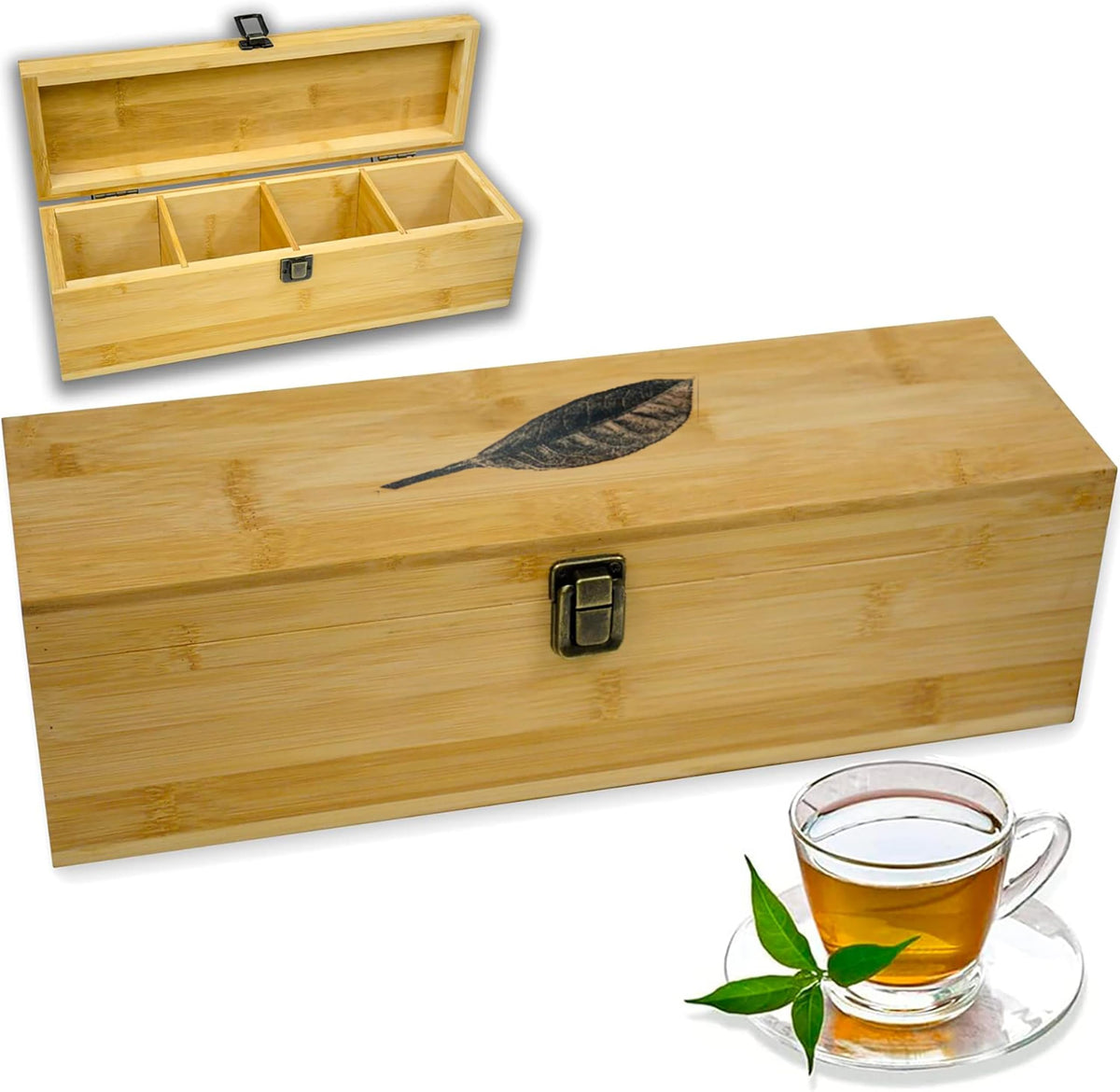Bamboo Tea Organizer Box Chemical Free Eco