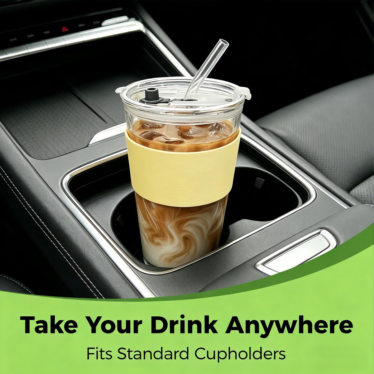 16oz Glass Cup with Lid and Glass Straw (20 Count)