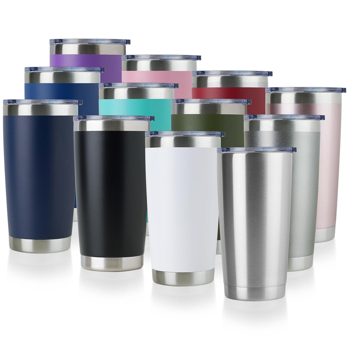 20oz Stainless Steel Tumbler Bulk with Lid (12 Count)