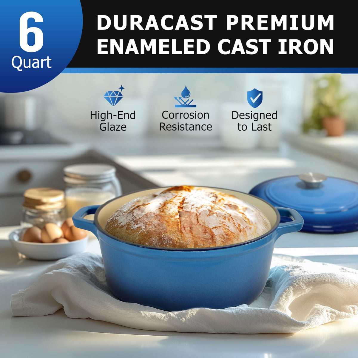 Mueller 6qt Enameled Cast Iron Dutch Oven
