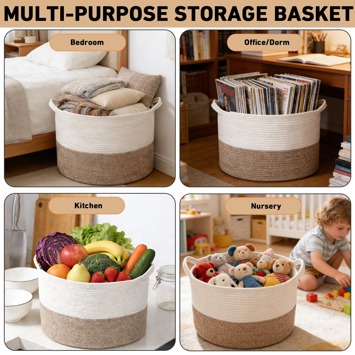 Large Woven Blanket Basket