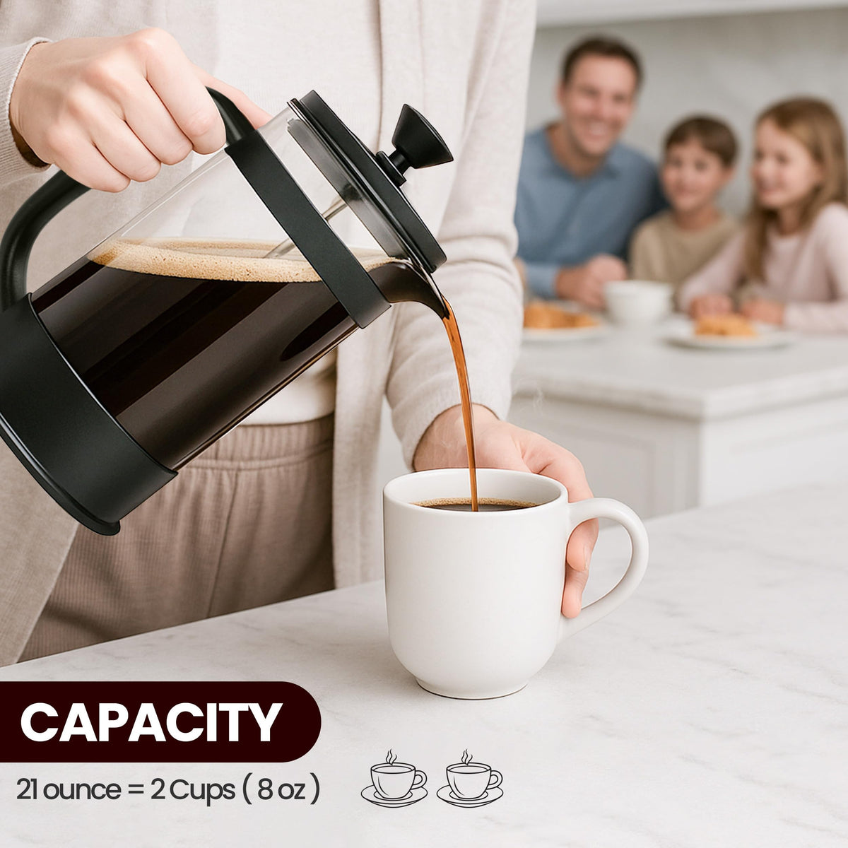 Borosilicate Glass French Press Coffee Maker 21 Oz