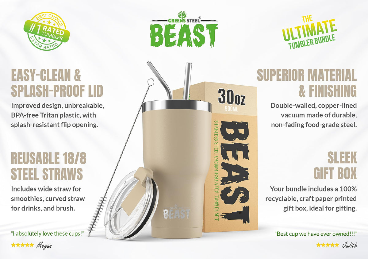 Beast 30 oz Tumbler Stainless Steel Vacuum Insulated Coffee Ice Cup Double Wall Travel Flask