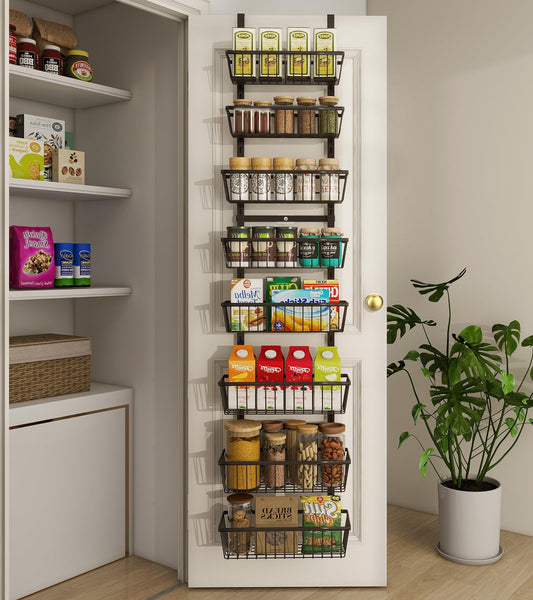 12 Inch Wide Narrow Over The Door Pantry Organizer Black 8