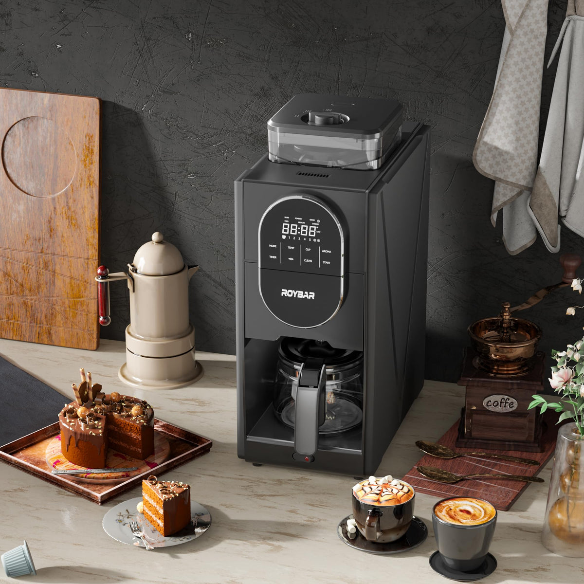 Coffee Maker with Grinder & Brew