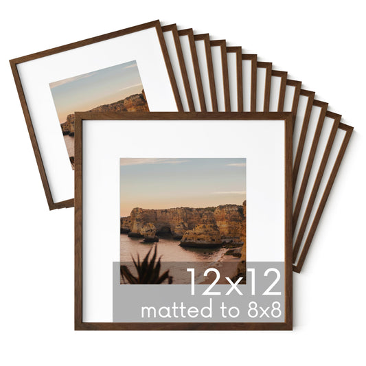 Set of 15 Walnut Wood 12x12 Square Picture Frames
