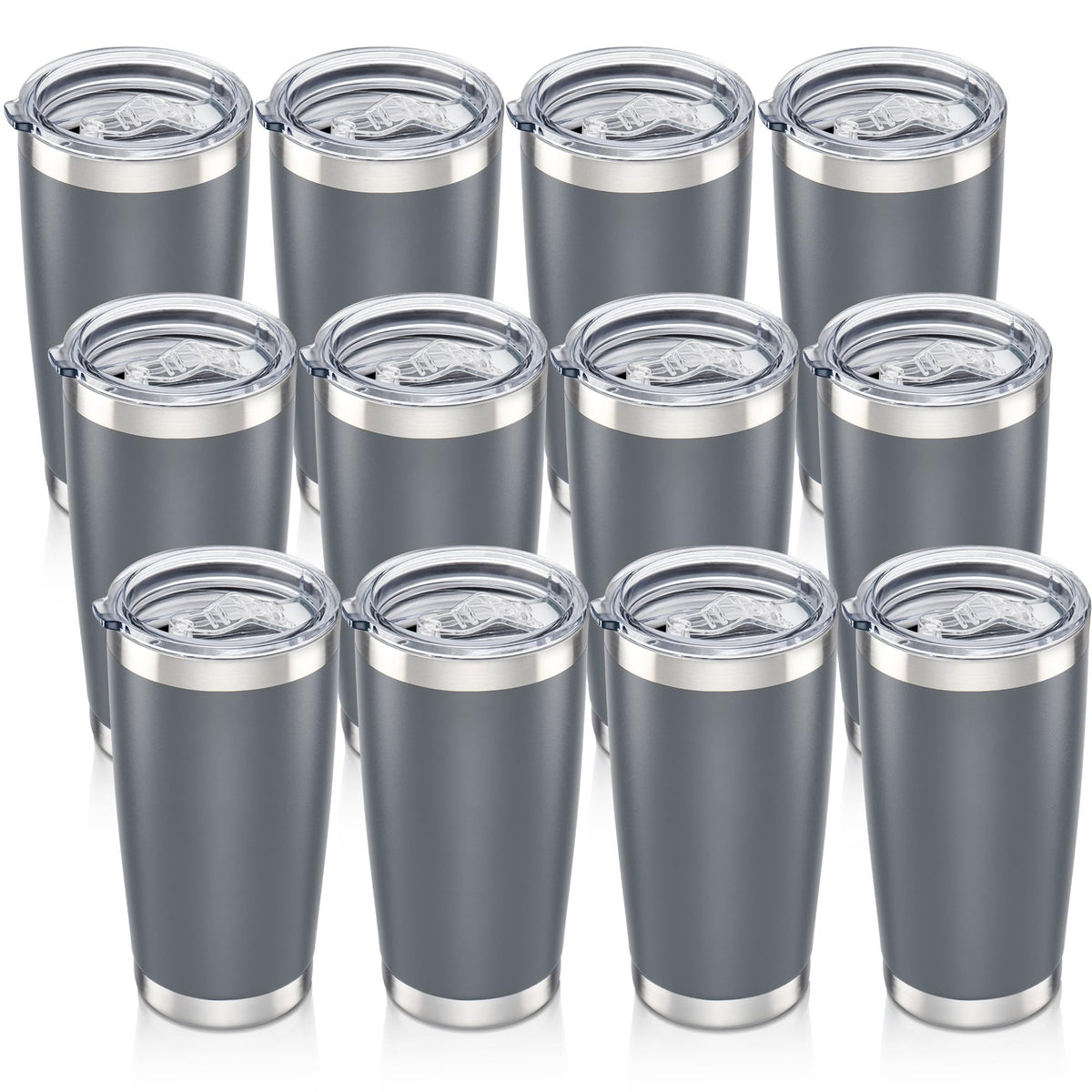 20 oz Tumbler with Lid Stainless Steel Insulated Tumblers Bulk Cups Mug (12 Count)