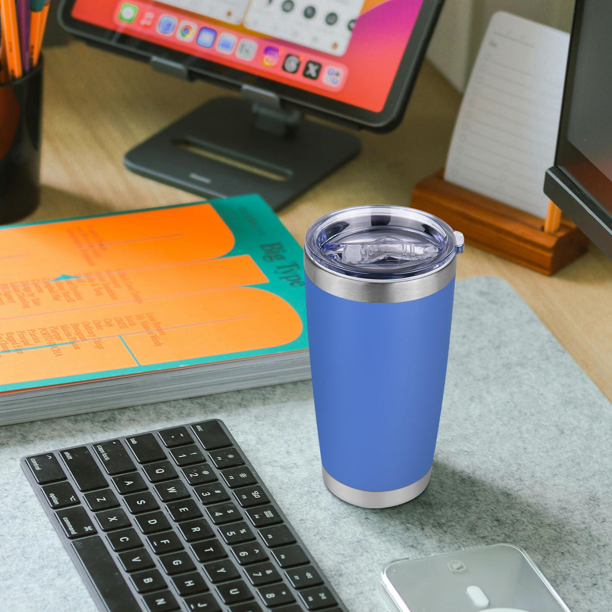 20 oz Tumbler Stainless Steel Tumblers Bulk with Lid Double Wall Insulated Coffee Tumbler Cups for Hot & Cold Drinks Powder Coated Travel Coffee Tumbler Mug Metal (12 Count)