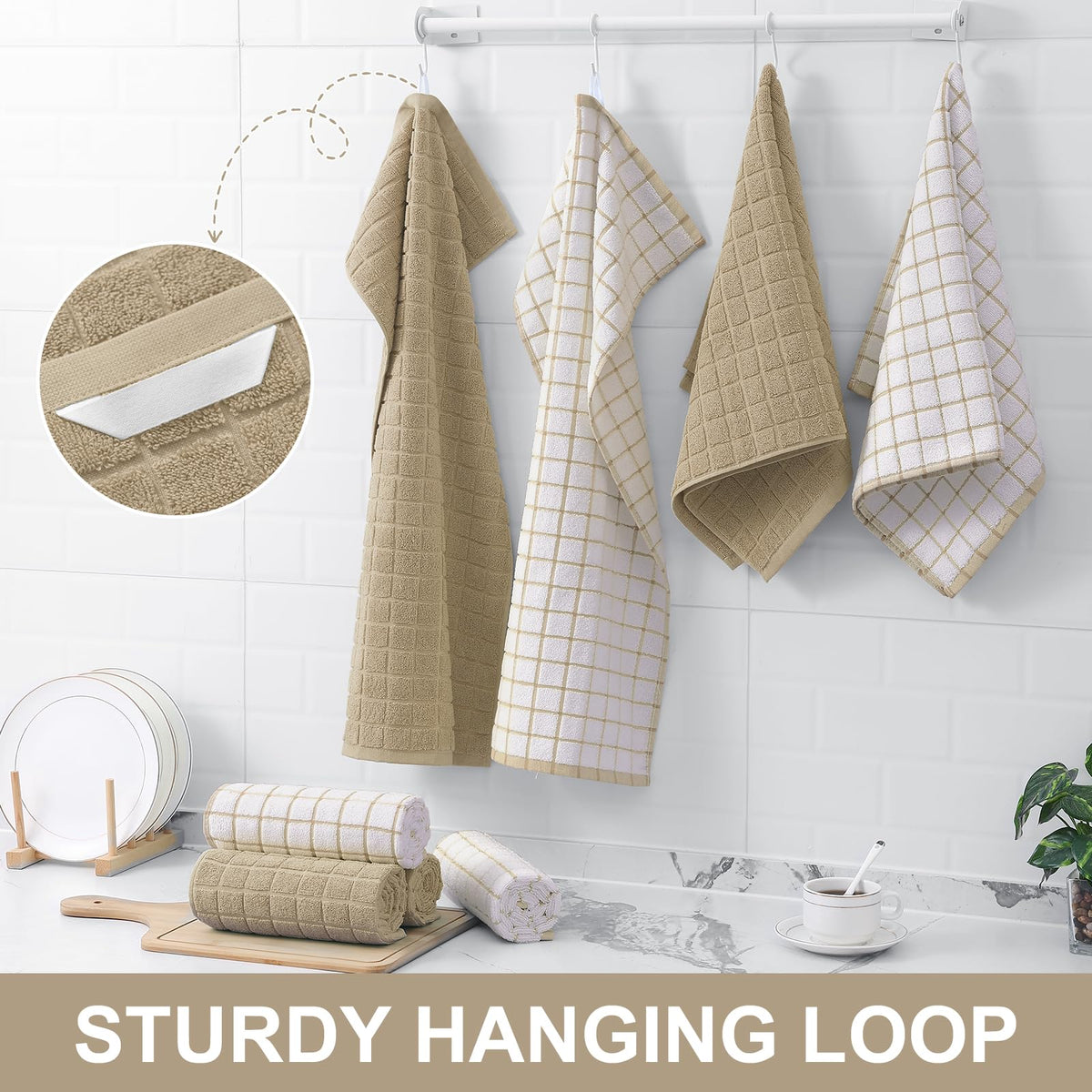 Large Premium Cotton Kitchen Towels 16"x 28" (4 Count)