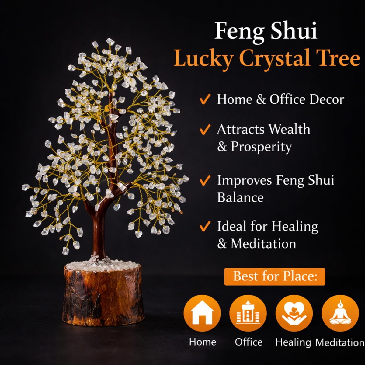 Crystal Tree of Life Clear Quartz Healing Crystal Trees for Home & Office Decor