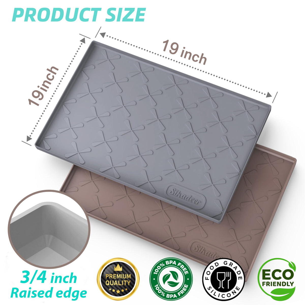 Waterproof Under Sink Mat 19" x 19" Silicone Mat Cabinet Protector