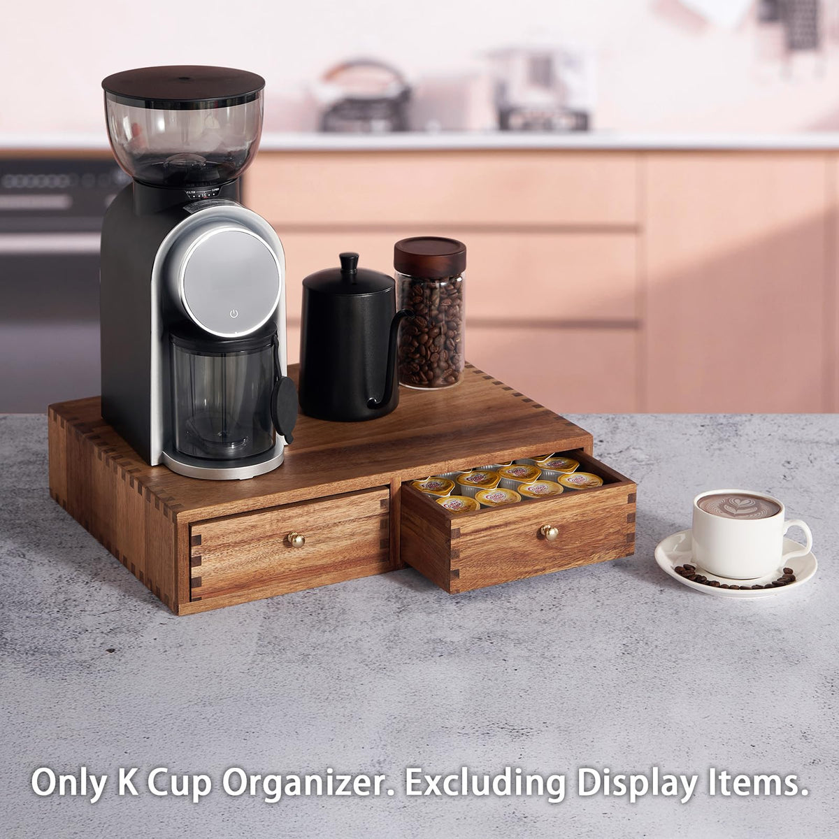 Acacia Wood K Cup Organizer Drawer