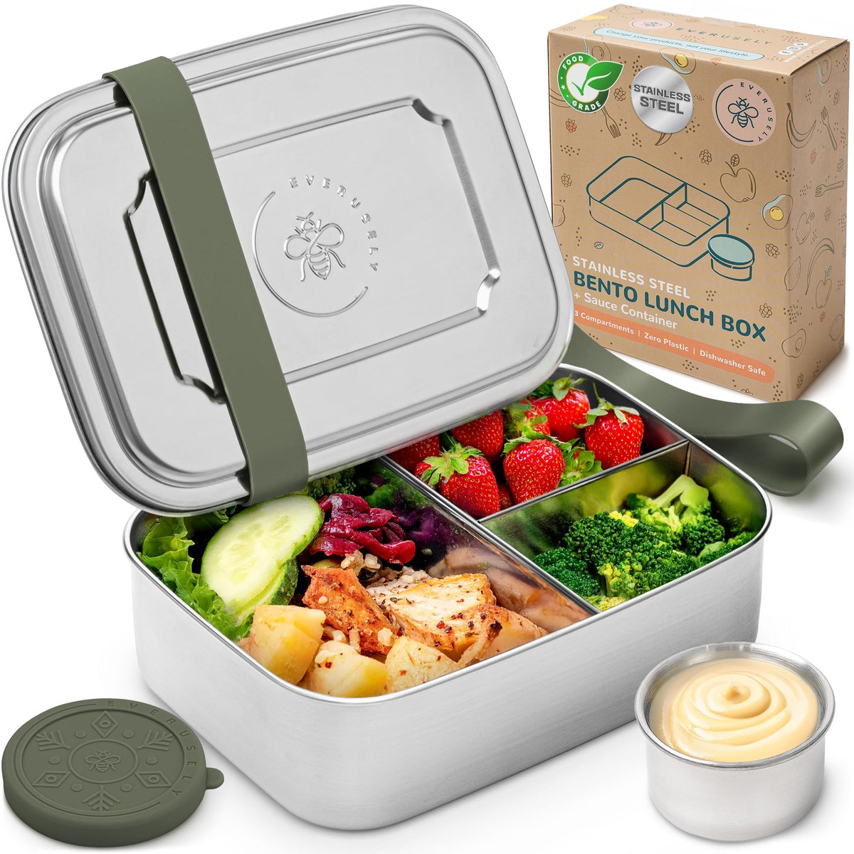 Stainless Steel Bento Box + Condiment Container