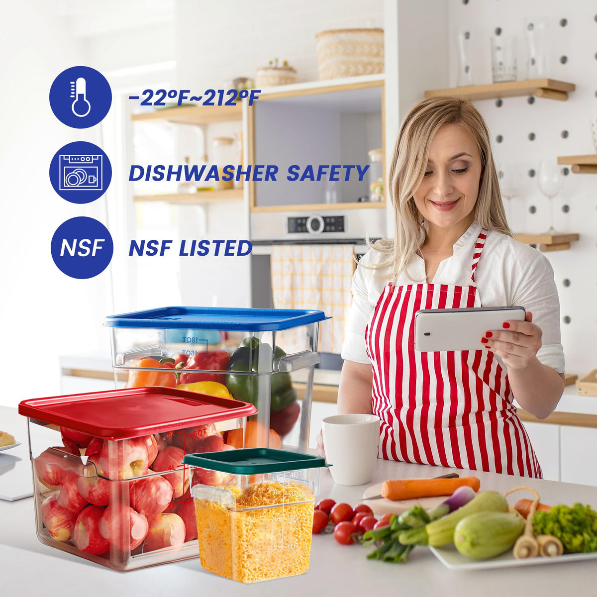 4 Pack 18 Qt Square Food Storage Containers with Lids (4 Count)