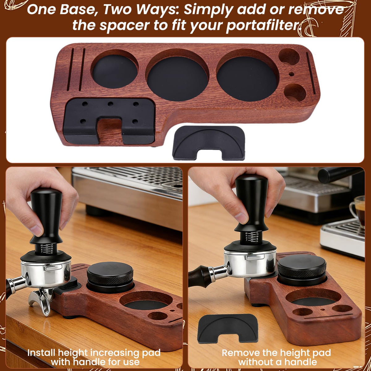 9-in-1 Espresso Tool Set: 58mm Tamper, WDT Tool, Distributor, Magnetic Funnel, Puck Screen, Brush, Cleaning Cloth, Latte Art Needle & Wooden Stand for Breville De'Longhi