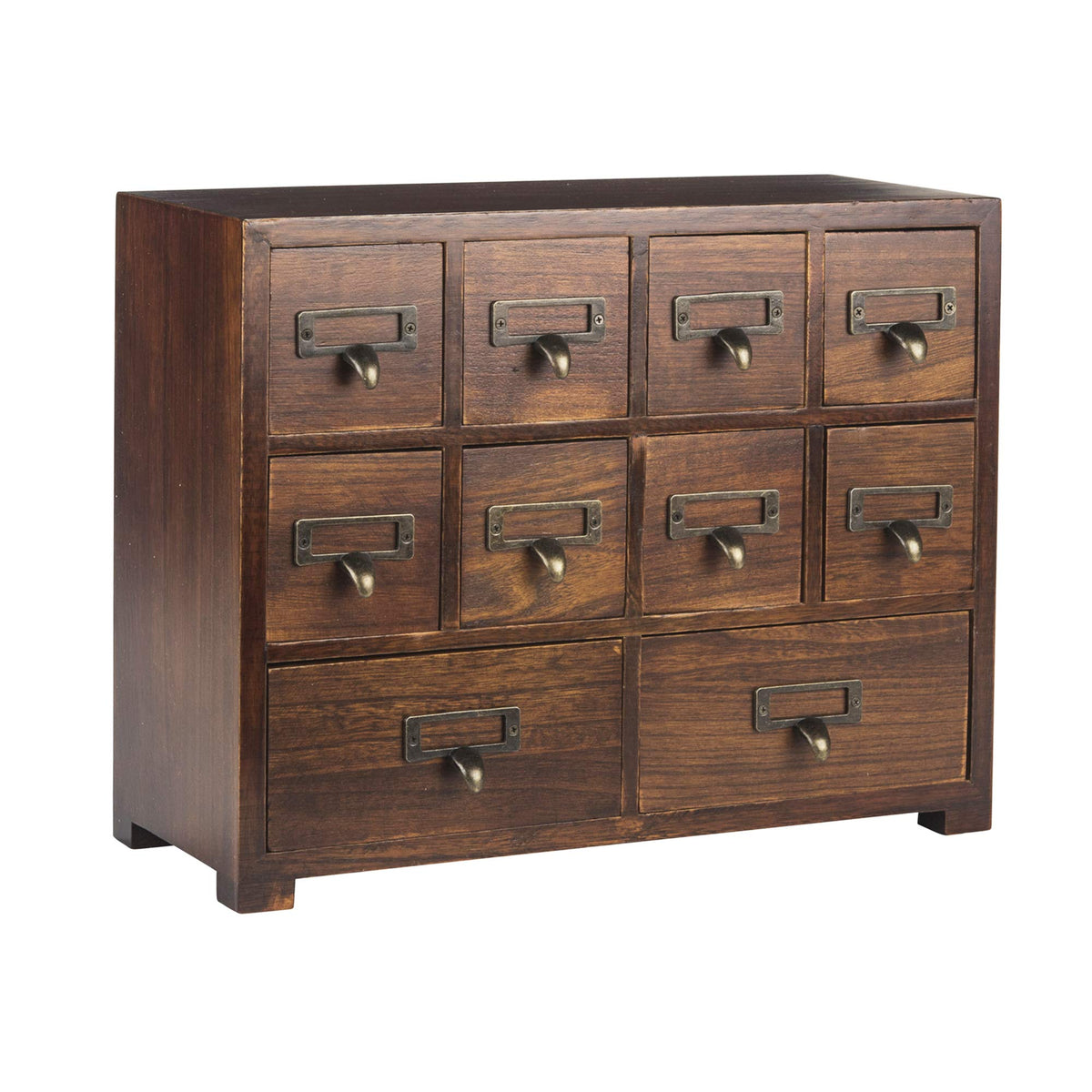 Traditional Card Catalog Solid Wood Small Chinese Medicine Small Curio Cabinet l Vintage Retro Look Tea Storage Organizer Apothecary Drawer Dresser l Modern Gadget Coffee Shelf