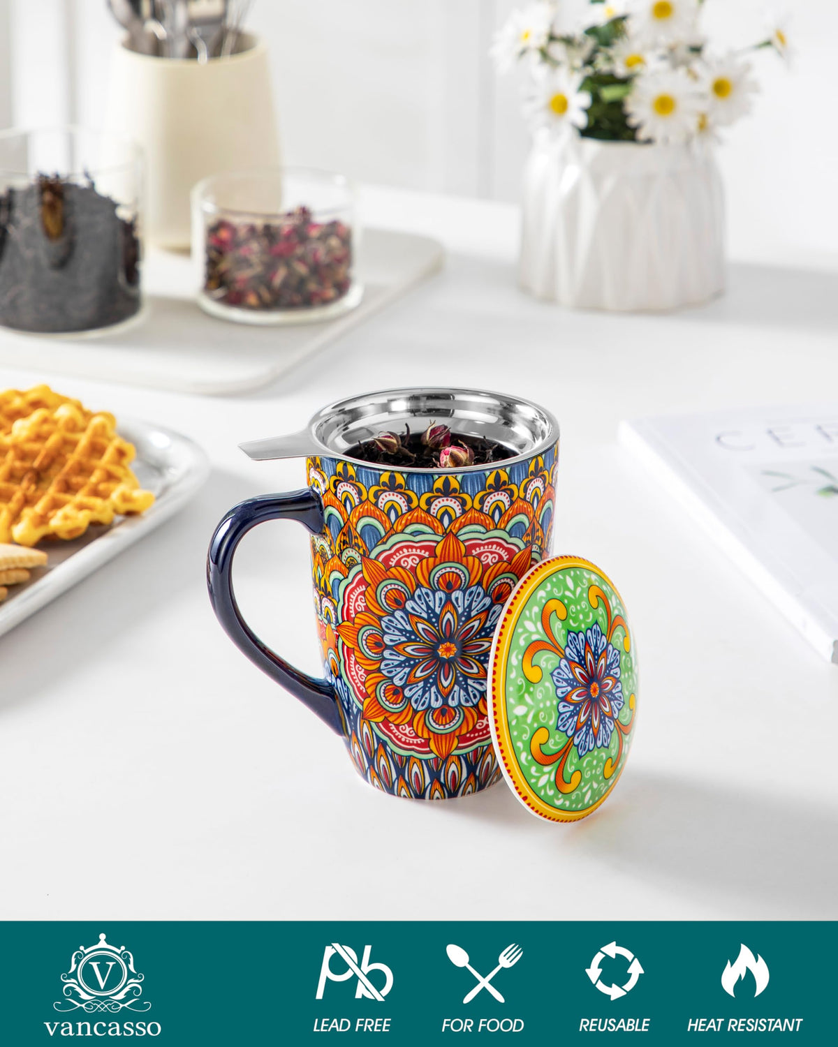 Ceramic Tea Mug with Infuser and Lid