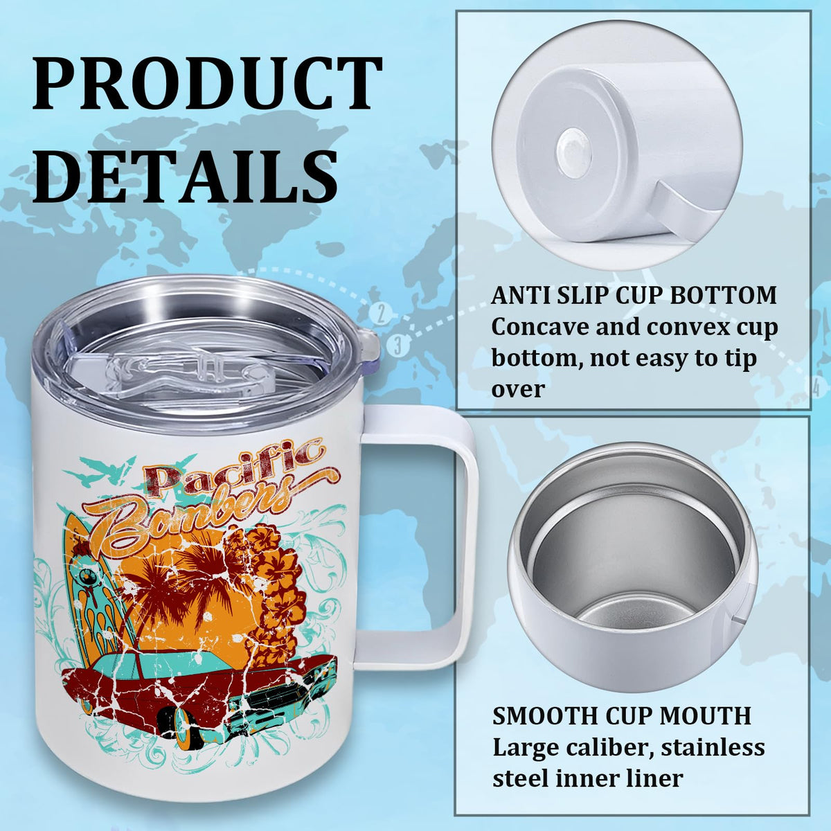 25 Pack 12 oz Sublimation Mugs with Handle and Lid Straw (25 Count)