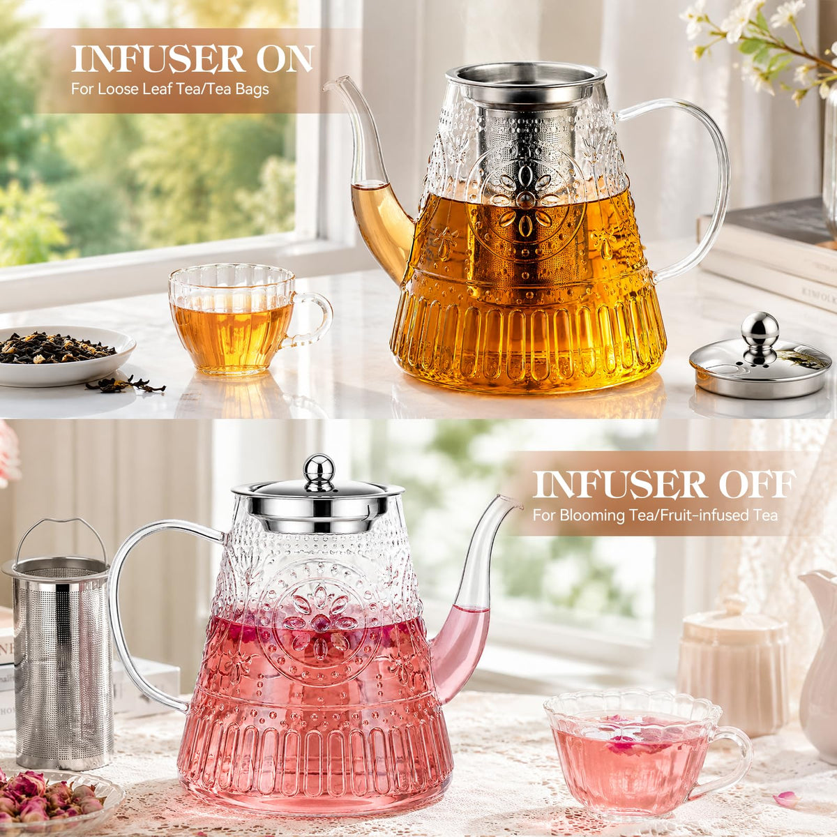 1500ml 52oz Large Glass Teapot