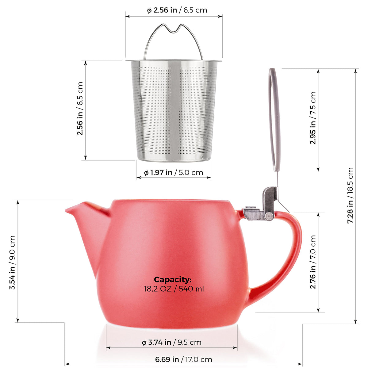 Pluto Porcelain Small Teapot Red