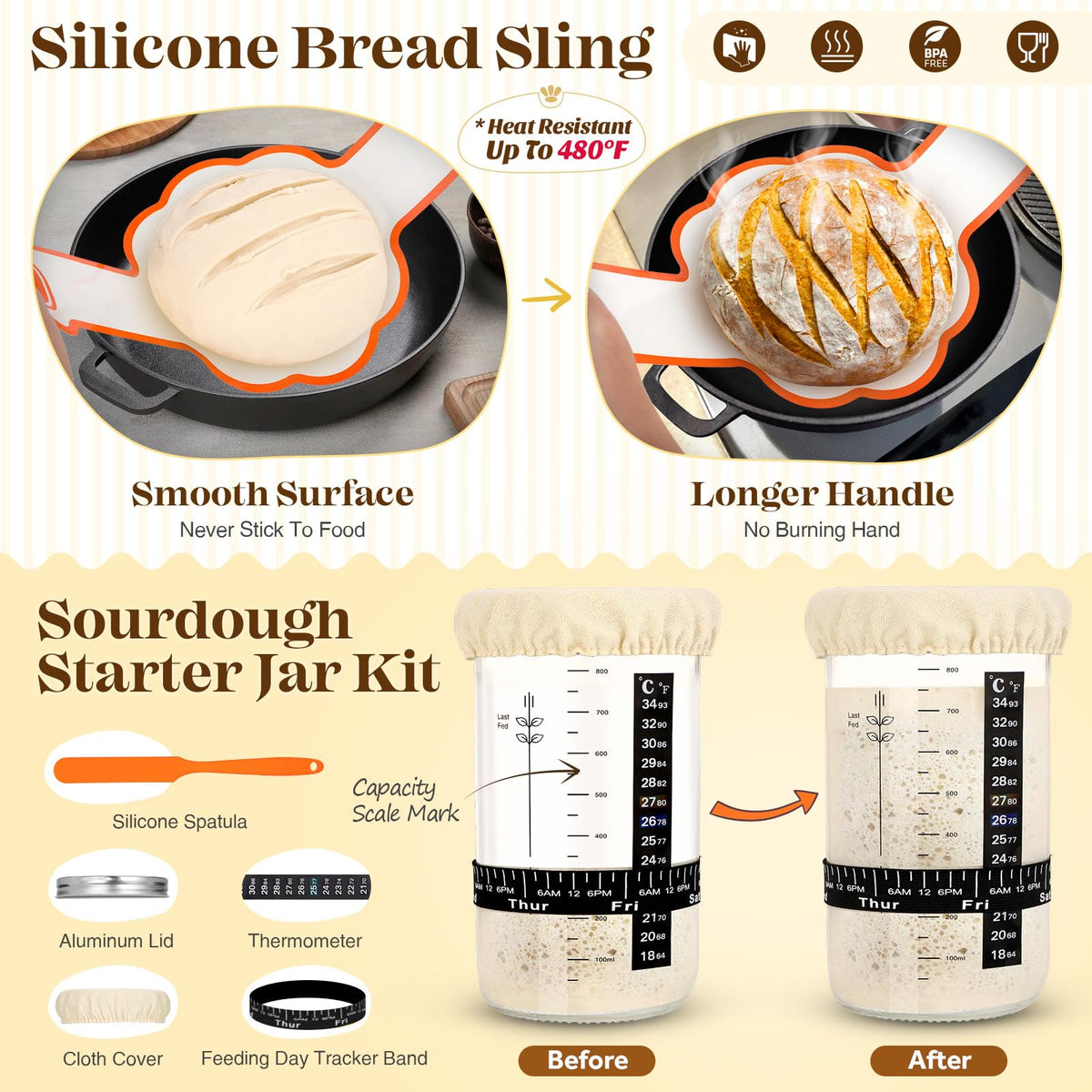 Sourdough Starter Kit with Bread Proofing Baskets (28 Count)