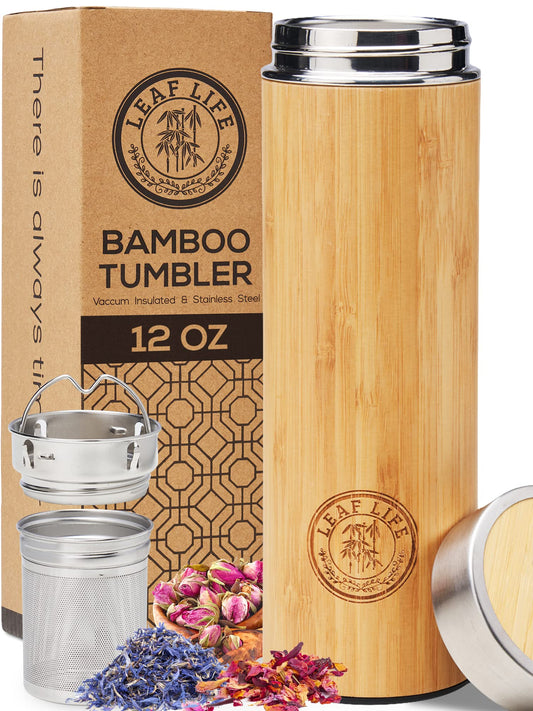 Premium Bamboo Tea Tumbler with Infuser for Loose Leaf Tea