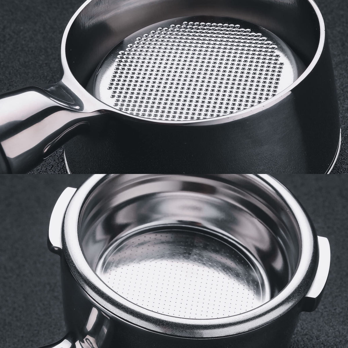 Bottomless Portafilter for Gaggia 58mm with Stainless Steel Head and Filter Basket and Ergonomically Designed Anodized Aluminum Handle