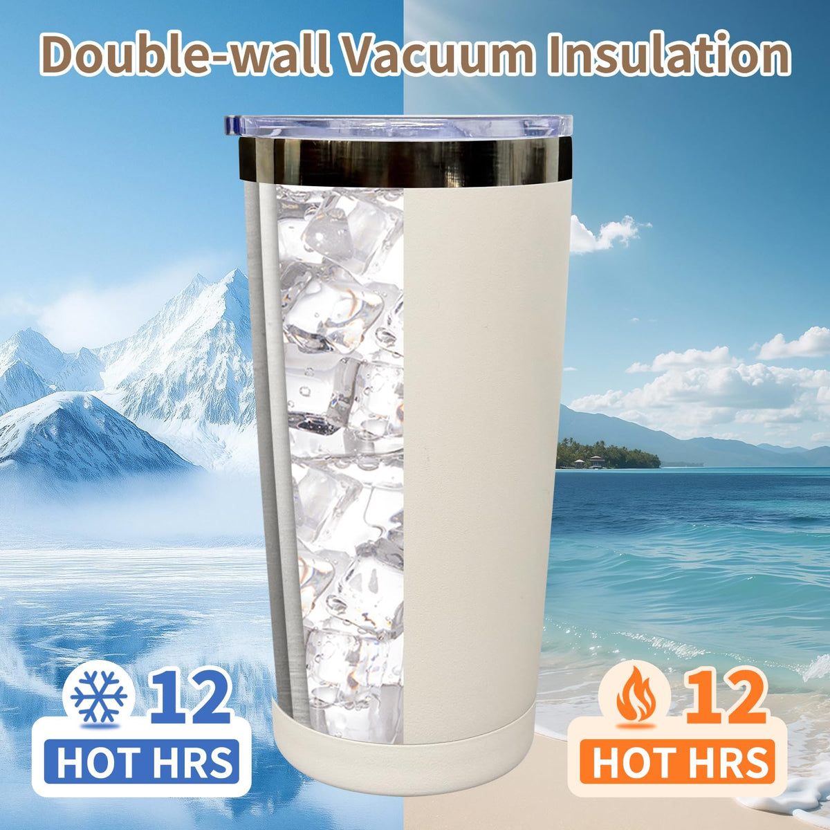 20 oz Insulated Tumblers Bulk With Lid and Straw Black Plated White (12 Count)