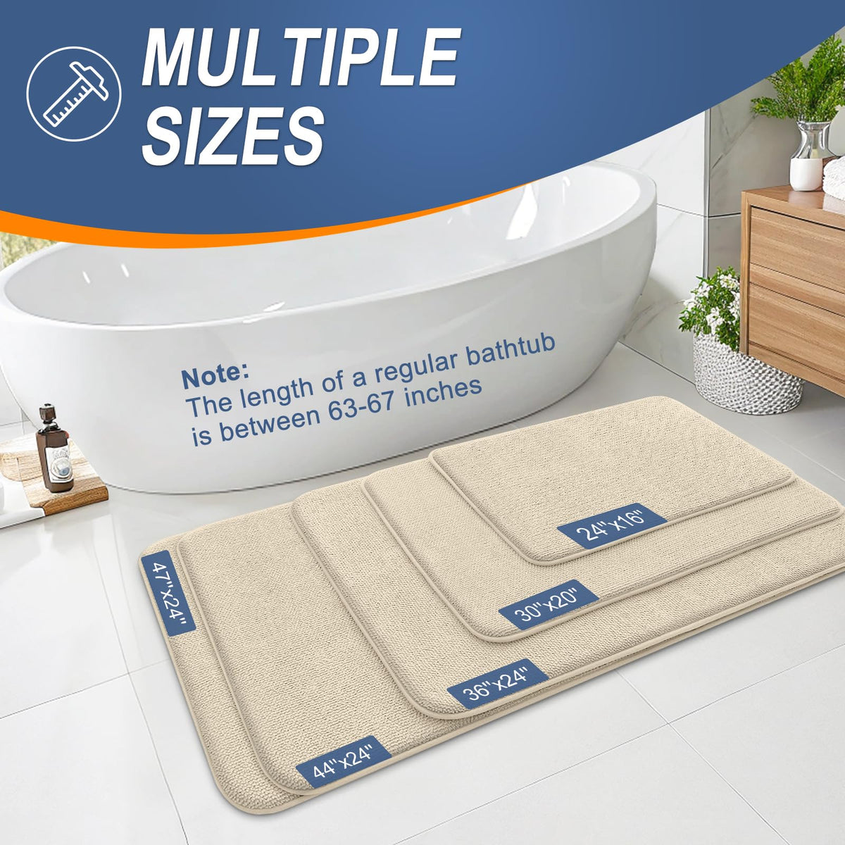Thick Memory Foam Small Bathroom Rug 24x16