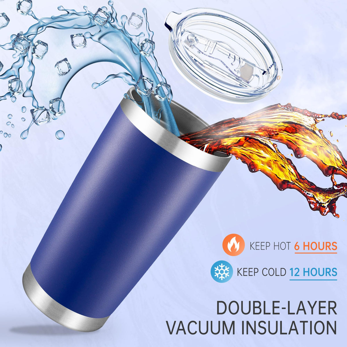 20 oz Tumblers Bulk Stainless Steel Tumbler with Lid Double Wall Vacuum Insulated Coffee Mug 20oz Powder Coated Cup for Hot and Cold Drinks (12 Count)