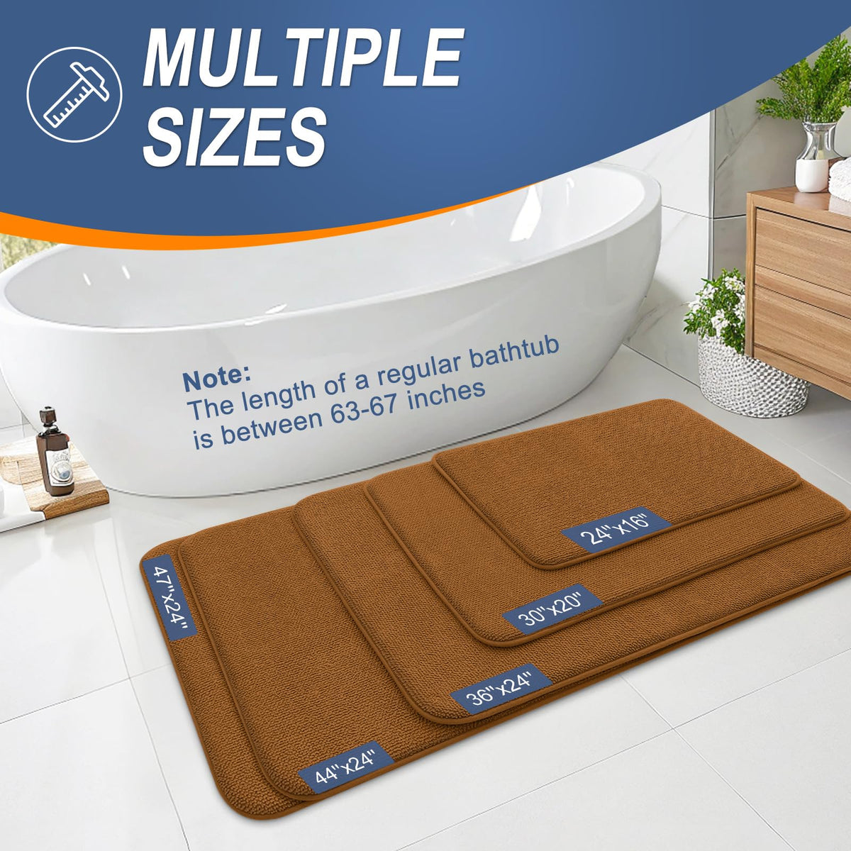 Memory Foam Bathroom Runner Rugs 44x24