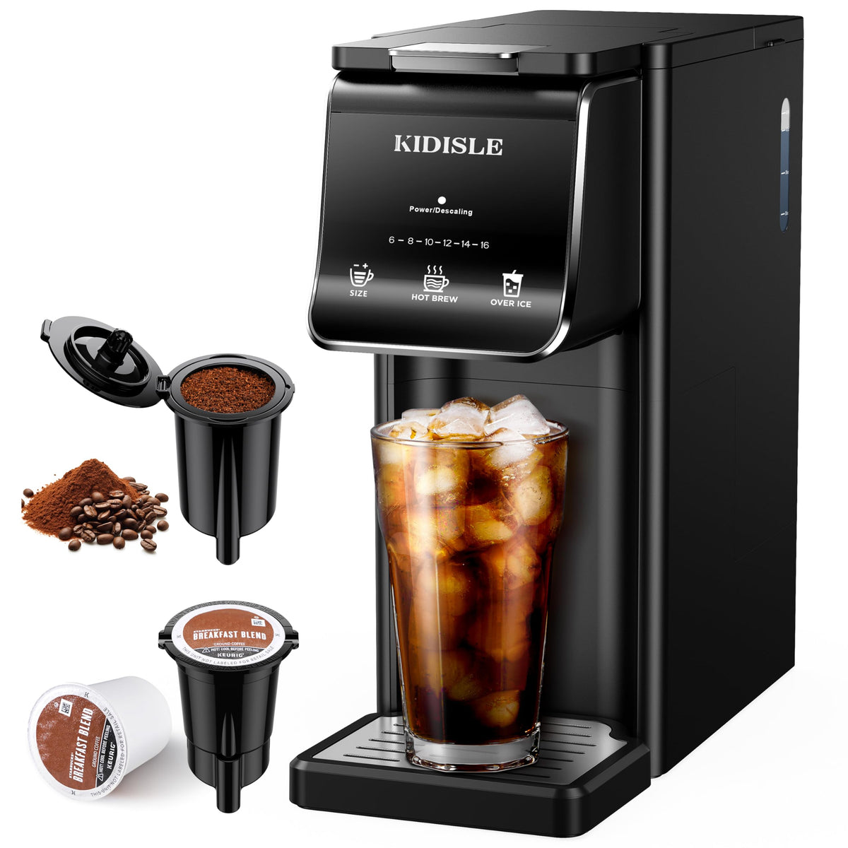 Hot & Iced Single Serve Coffee Maker for K Cup & Grounds